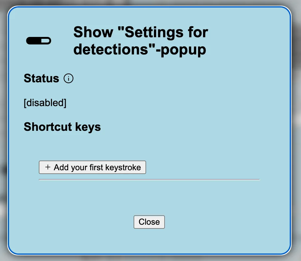 Action edit popup